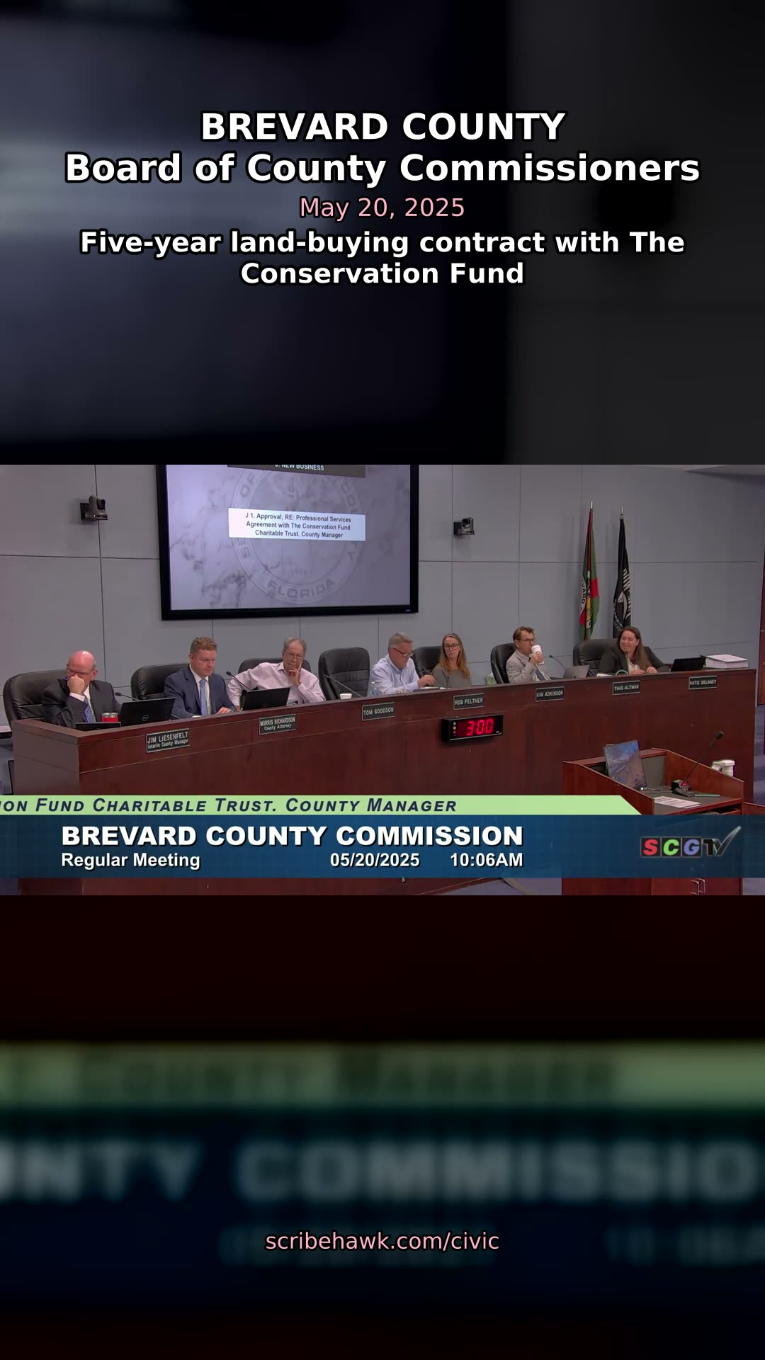 Brevard County: Five-year land-buying contract with The Conservation Fund — 4-1 vote, Vice Chair Goodson dissenting